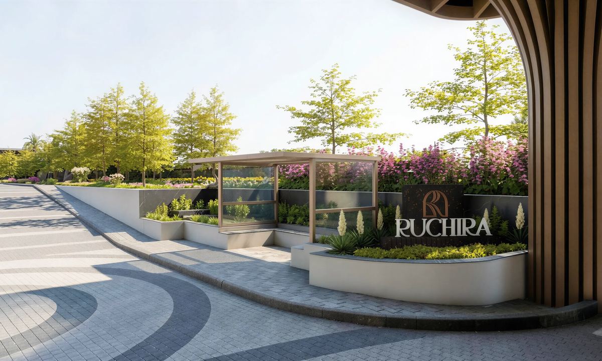Entrance drop-off area at Ruchira The Rise